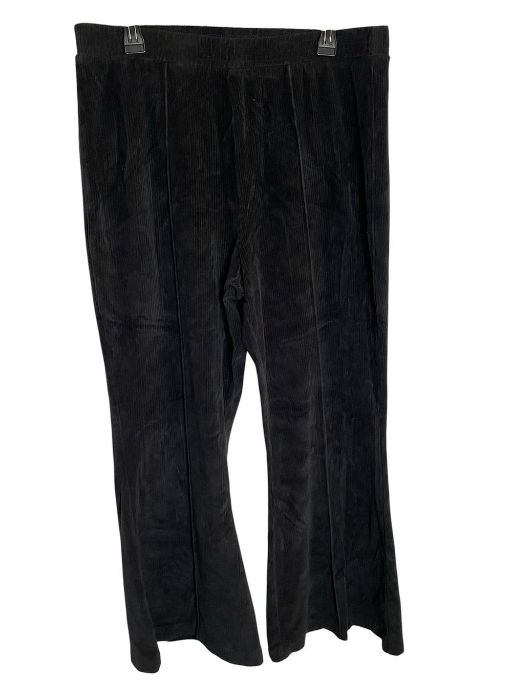 Aerie Women's Black Corduroy Wide-Leg Pants Elastic Waist Size XL Short